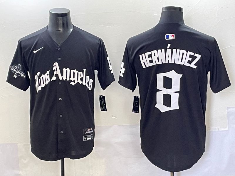 Men 2025 Los Angeles Dodgers #8 Hernandez Black Five generations Joint Name Nike MLB Jersey style 2->los angeles dodgers->MLB Jersey